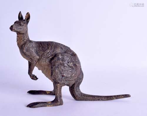 A RARE LATE 19TH CENTURY VIENNA COLD PAINTED BRONZE FIGURE OF A KANGAROO Attributed to Franz