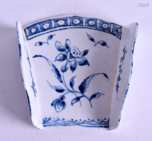 18th c. Derby asparagus server painted with a Narcissus in blue.