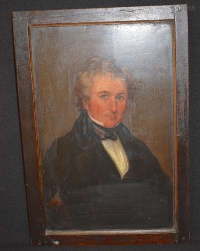 BRITISH SCHOOL (19TH CENTURY), framed oil on panel, portrait of a male. 29 cm x 18 cm.