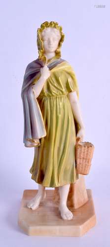 Royal Worcester figure of the Irish Girl from the Countries of the World in shot enamels c. 1895,