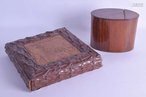 AN UNUSUAL EARLY 20TH CENTURY CARVED CONTINENTAL BOX AND COVER together with a mid Victorian