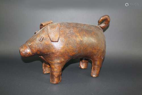 LIBERTY LEATHER PIG - OMERSA a leather clad model of a Pig, made by Omersa for Liberty (unmarked).
