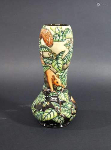 MOORCROFT VASE - SQUIRRELS a boxed modern Moorcroft limited edition vase, in the Squirrels design.