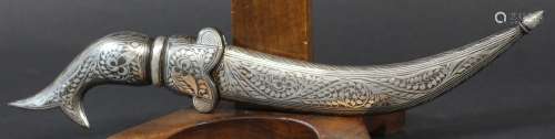 INDO-PERSIAN DAGGER, 19th century style, with niello scabbard and handle with fishtail terminal,