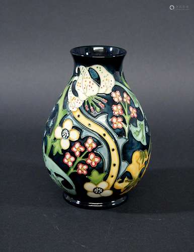 MOORCROFT VASE - GOLDEN LILY a boxed modern Moorcroft vase in the Golden Lily design, in the