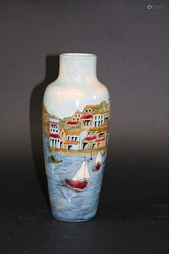 COBRIDGE LIMITED EDITION VASE a boxed limited edition Cobridge vase, painted in the Riviera