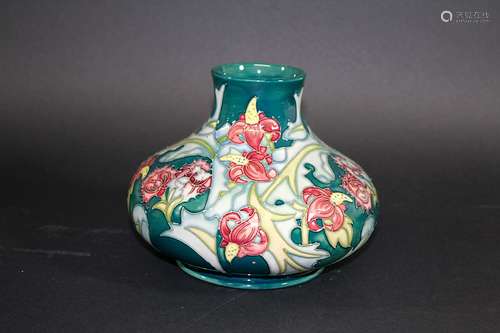 MOORCROFT VASE - LEICESTER a boxed modern Moorcroft vase in the Leicester design. Painted with