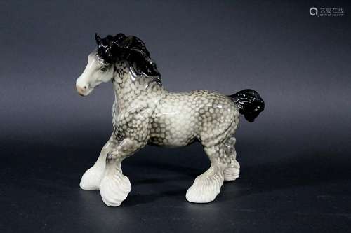 BESWICK CANTERING SHIRE HORSE - ROCKING HORSE GREY Model No 975 Cantering Shire Horse, in the