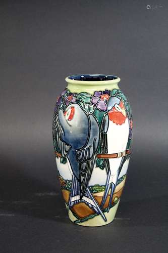 MOORCROFT VASE - SWALLOWS a boxed modern limited edition Moorcroft vase in the Swallows design.