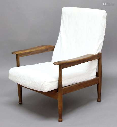 GUY ROGERS 'MANHATTAN' RELINING CHAIR a retro 1960's teak reclining armchair with wide arms and