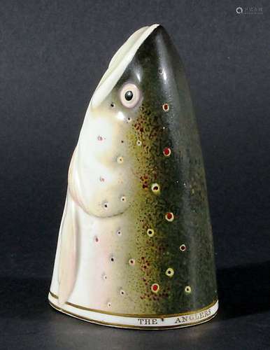 DERBY TROUT STIRRUP CUP, 19th century, the collar inscribed 'The Anglers Delight', 13.5cm