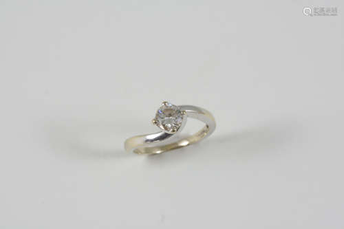 A DIAMOND SOLITAIRE RING set with a round brilliant-cut diamond weighing approximately 0.50
