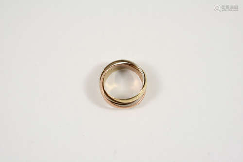 A THREE COLOUR GOLD TRIPLE BAND RING Size P 1/2.