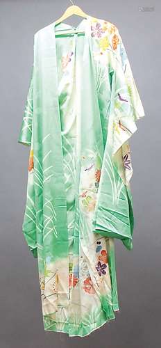 COLLECTION OF SIX JAPANESE KIMONOS, 20th century, embroidered and printed in various designs