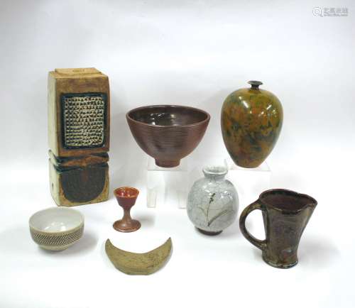 STUDIO POTTERY various items including a slab lamp base by Sally Shalam & John Cheney (