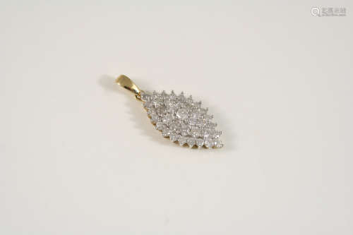 A DIAMOND PENDANT the marquise-shaped pendant is set overall with circular-cut diamonds, in gold,