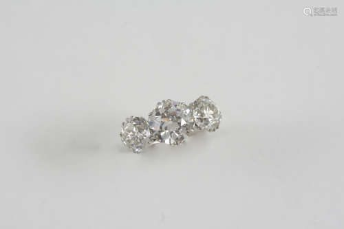 A DIAMOND THREE STONE RING the three graduated old brilliant-cut diamonds weigh approximately 4.50