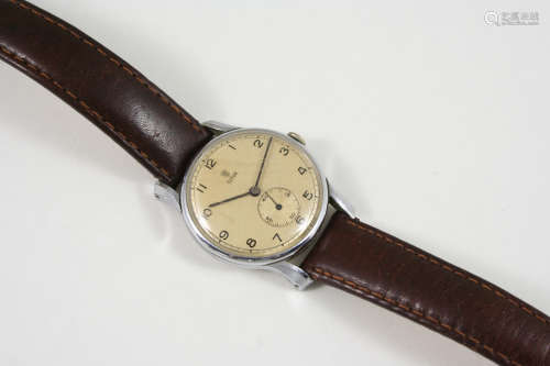 A GENTLEMAN'S CHROME WRISTWATCH BY TUDOR ROLEX the signed circular dial with Arabic numerals and
