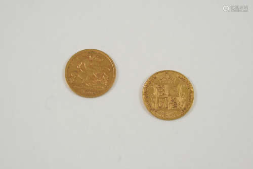 A GOLD HALF SOVEREIGN 1900, together with another gold half sovereign, 1892.