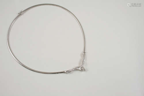 A DIAMOND NECKLACE the 18ct. white gold necklace is mounted with baguette-cut and circular-cut