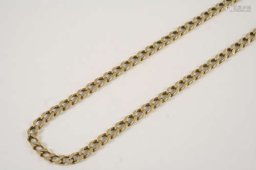 A GOLD FLAT CURB LINK NECKLACE 52cm. long, 34.6 grams.