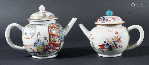 CHINESE KAKIEMON TEAPOT AND COVER, late 18th century, enamelled in the 'Two Quails' pattern,