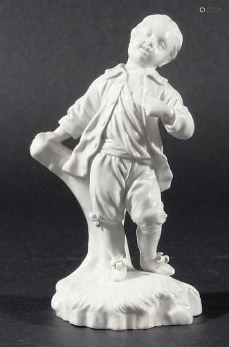 HOCHEST FIGURE, circa 1800, possibly by Melchior, of a boy standing before a tree stump, in the