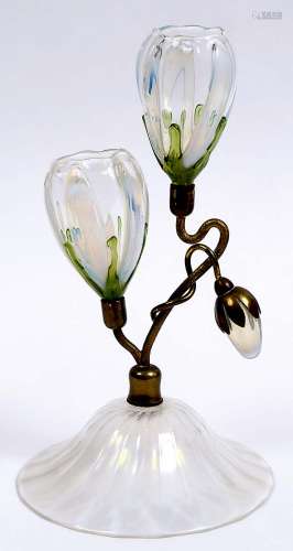 UNUSUAL ART NOUVEAU GLASS EPERGNE - REGISTERED DESIGN an unusual glass epergne possibly by John