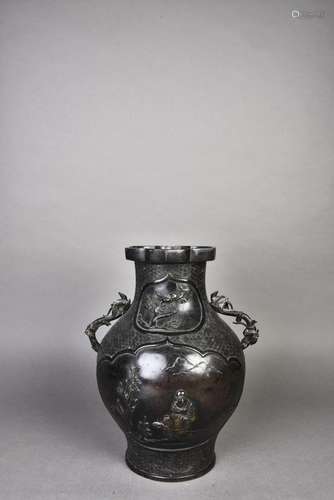 A BRONZE 'FIGURE' VASE, MINGZHI PERIOD