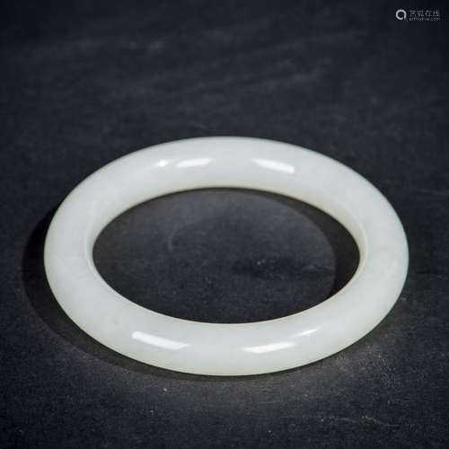 A WHITE JADE BANGLE