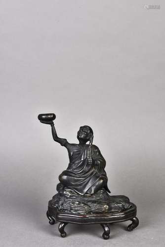 A BRONZE SCULPTURE OF FIGURE, MINGZHI PERIOD