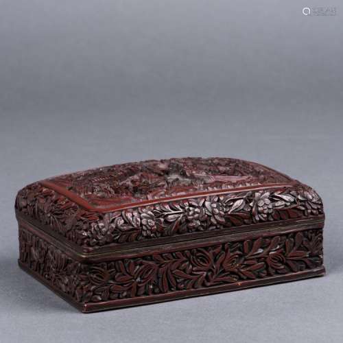 A CARVED LACQUER WOODEN BOX