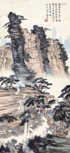 俞剑华（1895～1979） 流泉松风 镜心 设色纸本