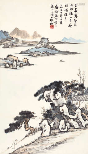 俞剑华（1895～1979） 松壑图 镜心 设色纸本