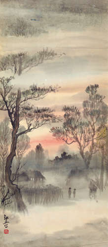 俞剑华（1895～1979） 晚霞 镜心 设色纸本