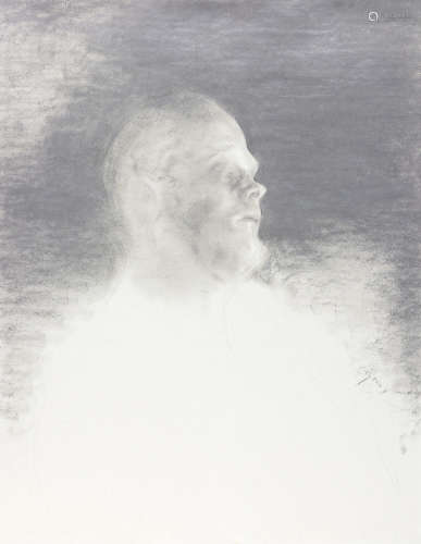 毛焰（b.1968） 2010年作 托马斯像 油画棒纸本素描