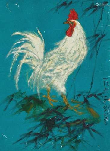 李剑晨（1900～2002） 1962年作 雄鸡 绒面油画