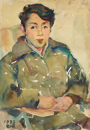 李剑晨（1900～2002） 1983年作 人物肖像 纸本水彩