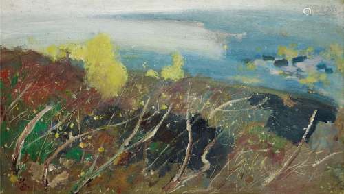 苏天赐（1922～2006） 太湖秋色 木板油画