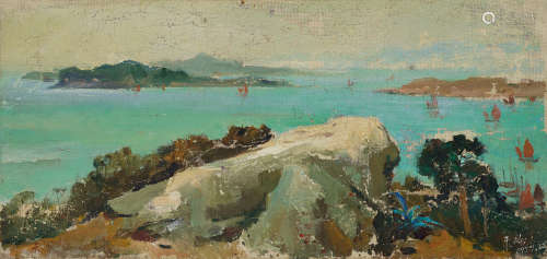 苏天赐（1922～2006） 1977年作 海景写生 布面油画