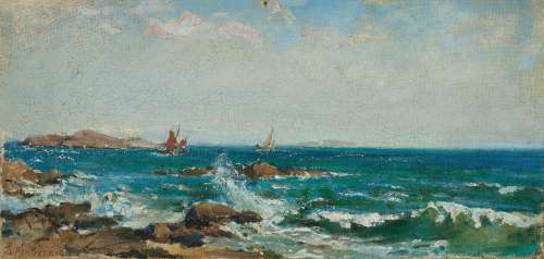苏天赐（1922～2006） 海景写生 布面油画