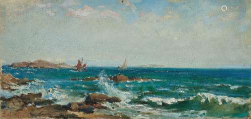 苏天赐（1922～2006） 海景写生 布面油画