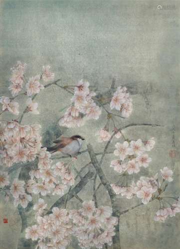 江宏伟（b.1957） 梨花小鸟 镜心 设色纸本