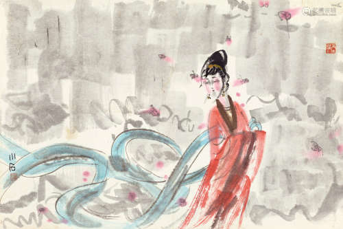 傅小石（1932～2016） 人物 镜心 设色纸本