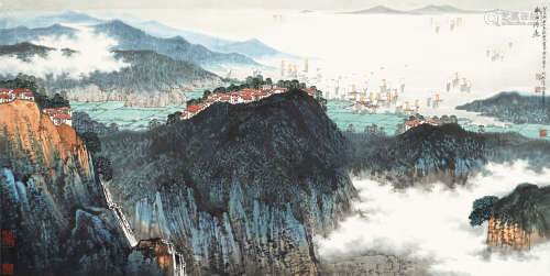 薛亮（b.1956） 湖山清远 镜心 设色纸本