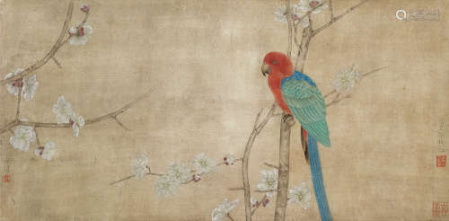 江宏伟（b.1957） 鹦鹉 立轴 设色纸本