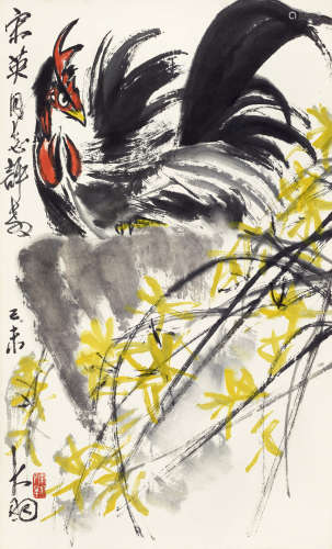 陈大羽（1912～2001） 雄鸡 立轴 设色纸本