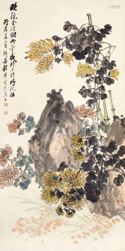 程璋（1869～1938） 菊石图 立轴 设色纸本