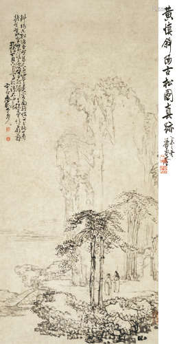 黄慎（1687～1770） 1757年作 斜阳古松图 立轴 水墨纸本