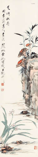 曾熙（1861～1930） 芝仙祝寿 立轴 设色纸本